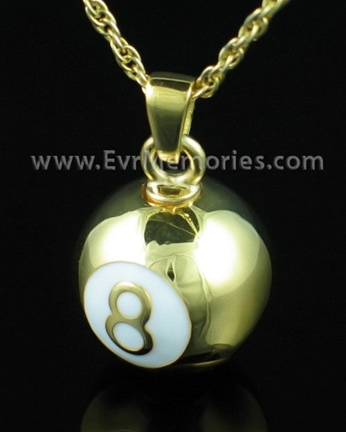 Gold Plated 8 Ball Memorial Urn Jewelry