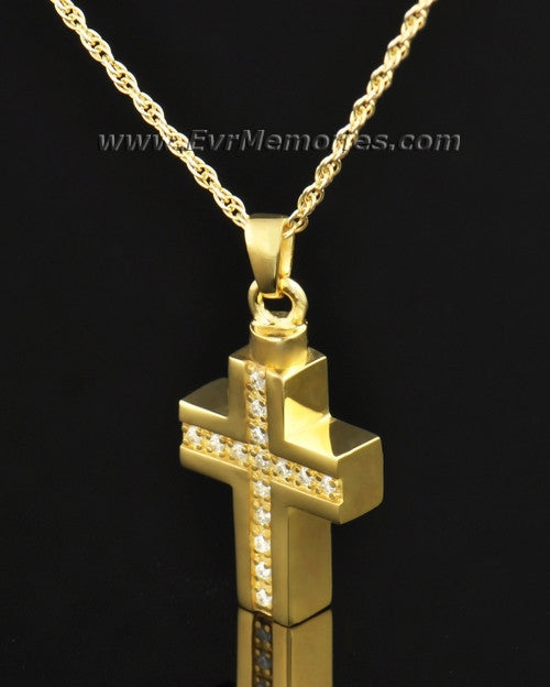 Gold Plated Brilliant Cross Keepsake Locket