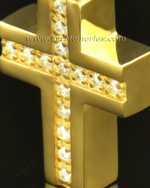 14k Gold Brilliant Cross Keepsake Locket