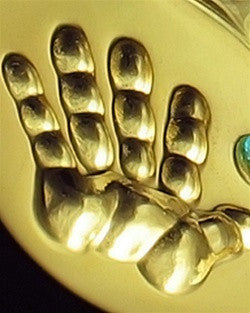 Gold Plated Tiny Hand Blue Urn Pendant