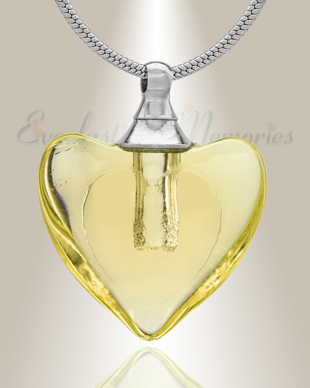 Glass Locket Yellow Hearts Cremation Jewelry