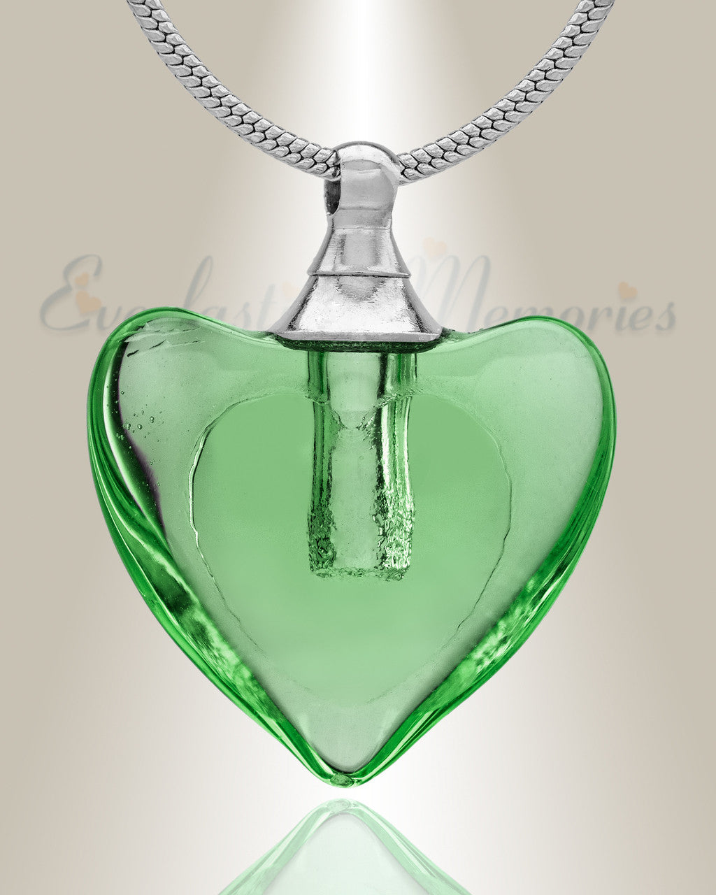 Glass Locket Green Hearts Cremation Jewelry
