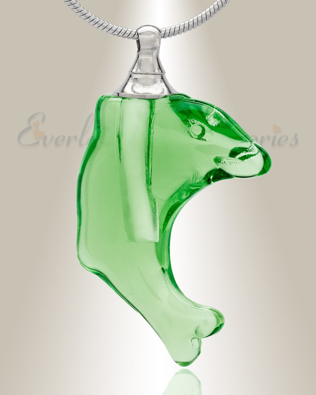 Glass Locket Green Dolphin Cremation Jewelry