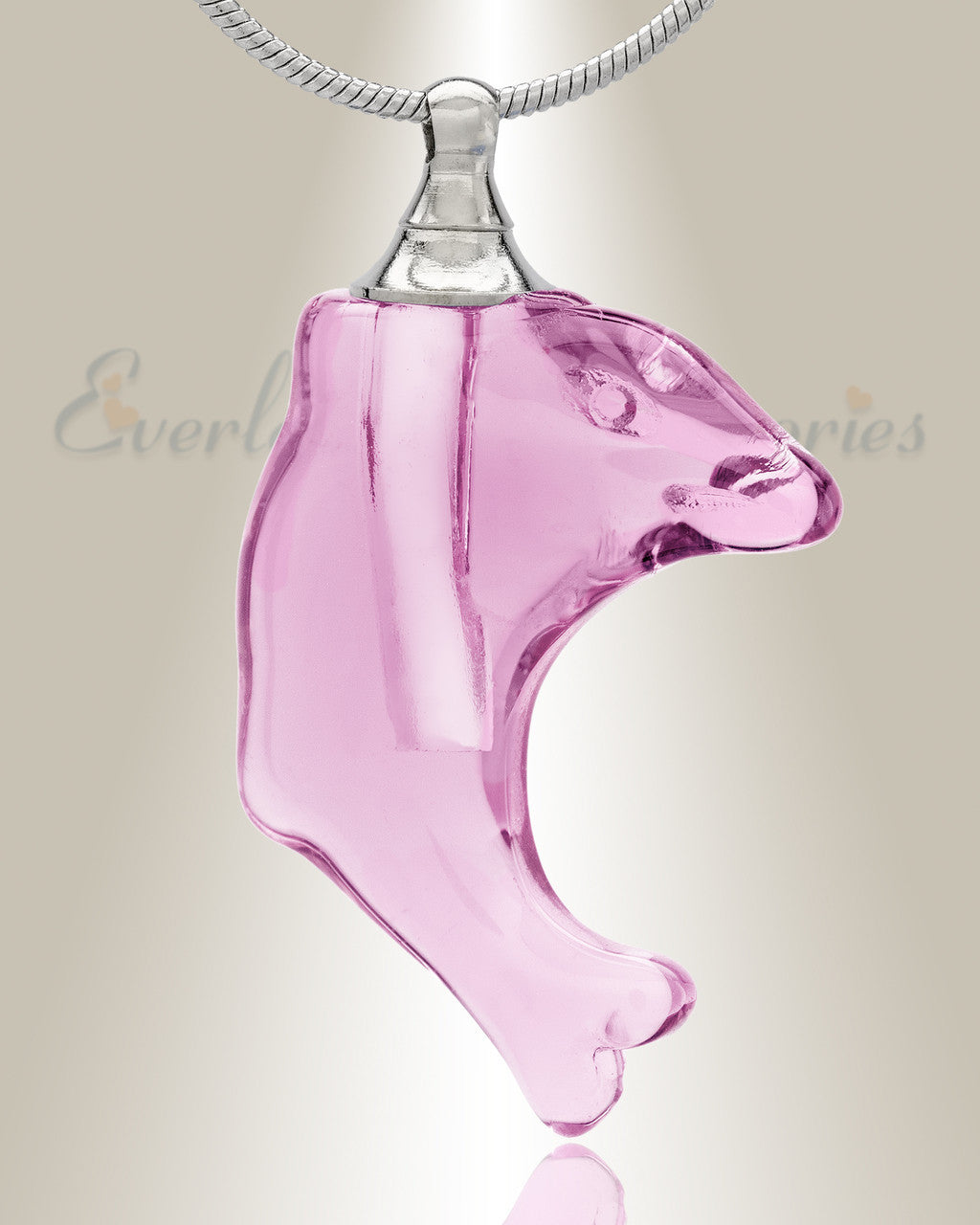 Glass Locket Pink Dolphin Cremation Jewelry