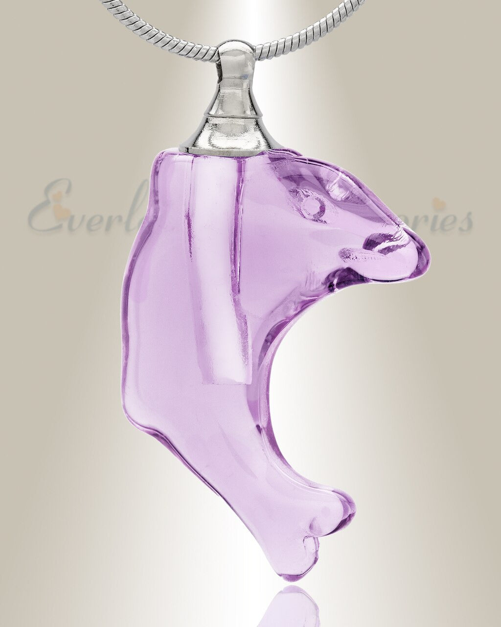 Glass Locket Violet Dolphin Cremation Jewelry