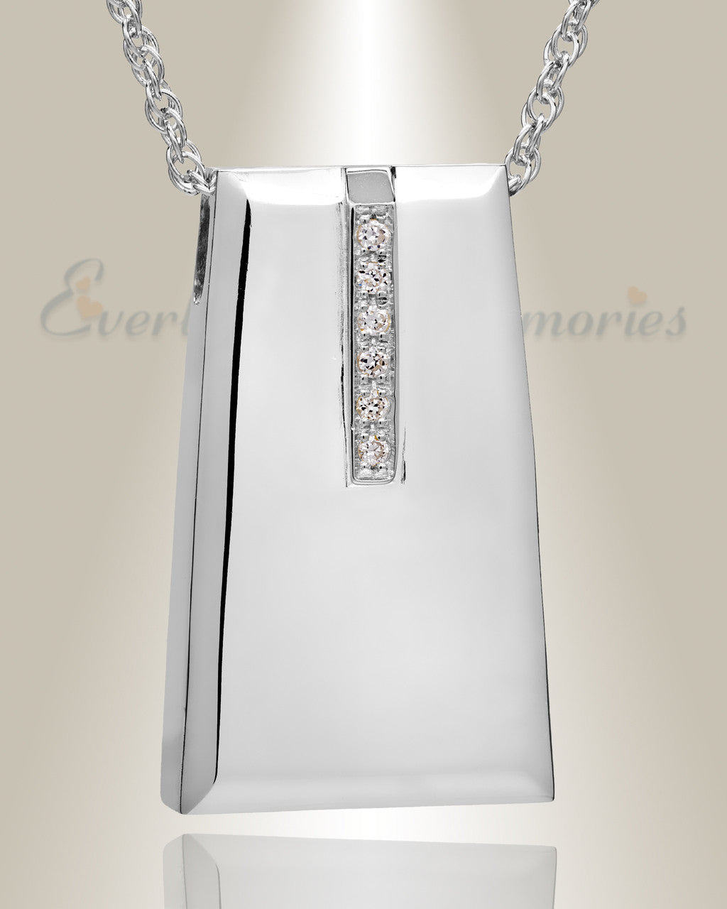Sterling Silver Eternity Sliding Rectangle Memorial Locket with Stones
