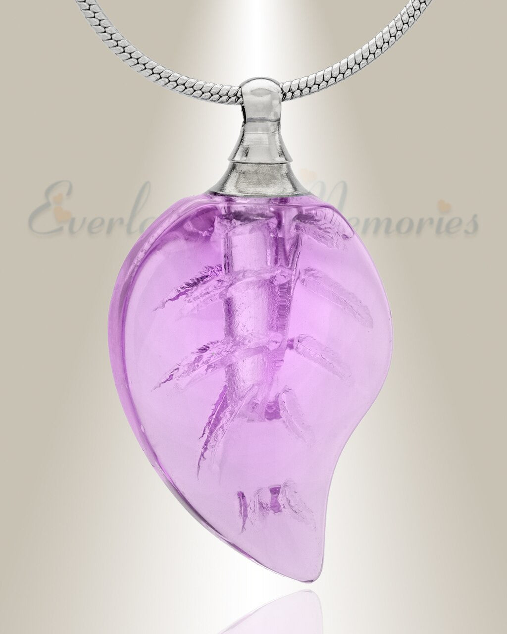 Glass Locket Violet Leaf Cremation Jewelry