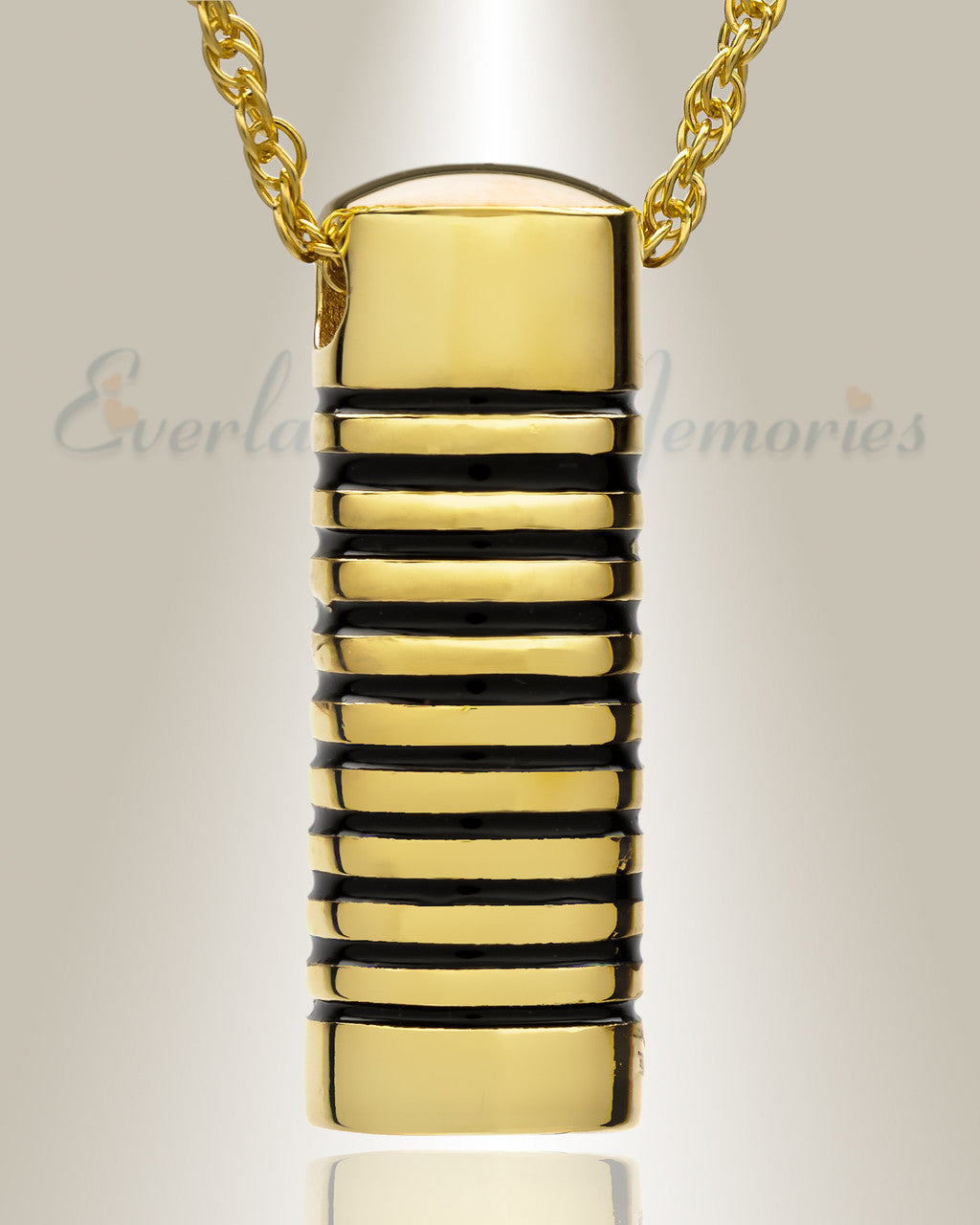 Gold Plated Grooved Cylinder Cremation Keepsake