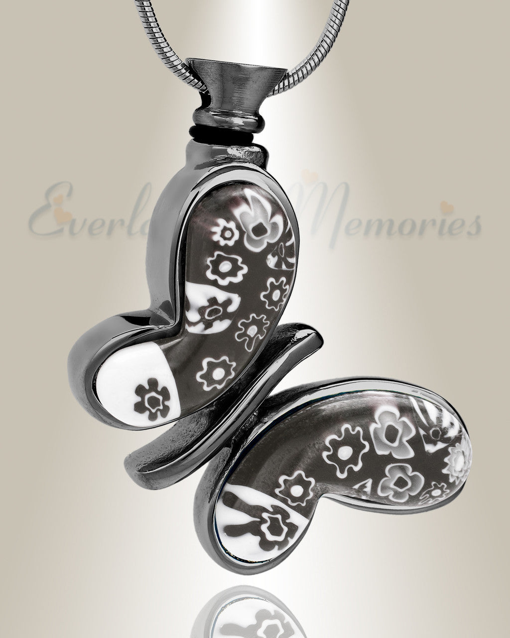 Black Plated Majestic Butterfly Cremation Jewelry