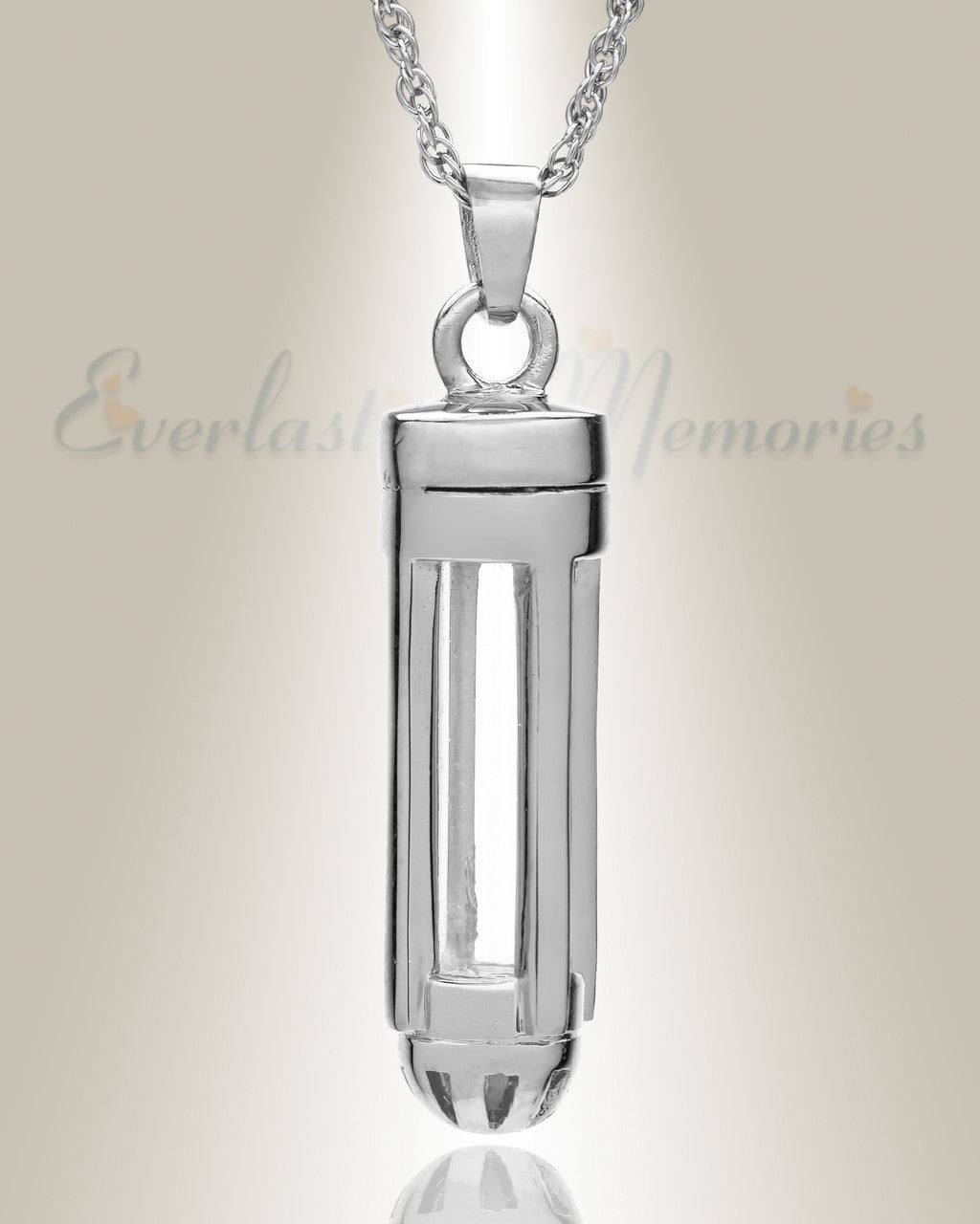 Sterling Silver Dashing Cylinder Memorial Pendant