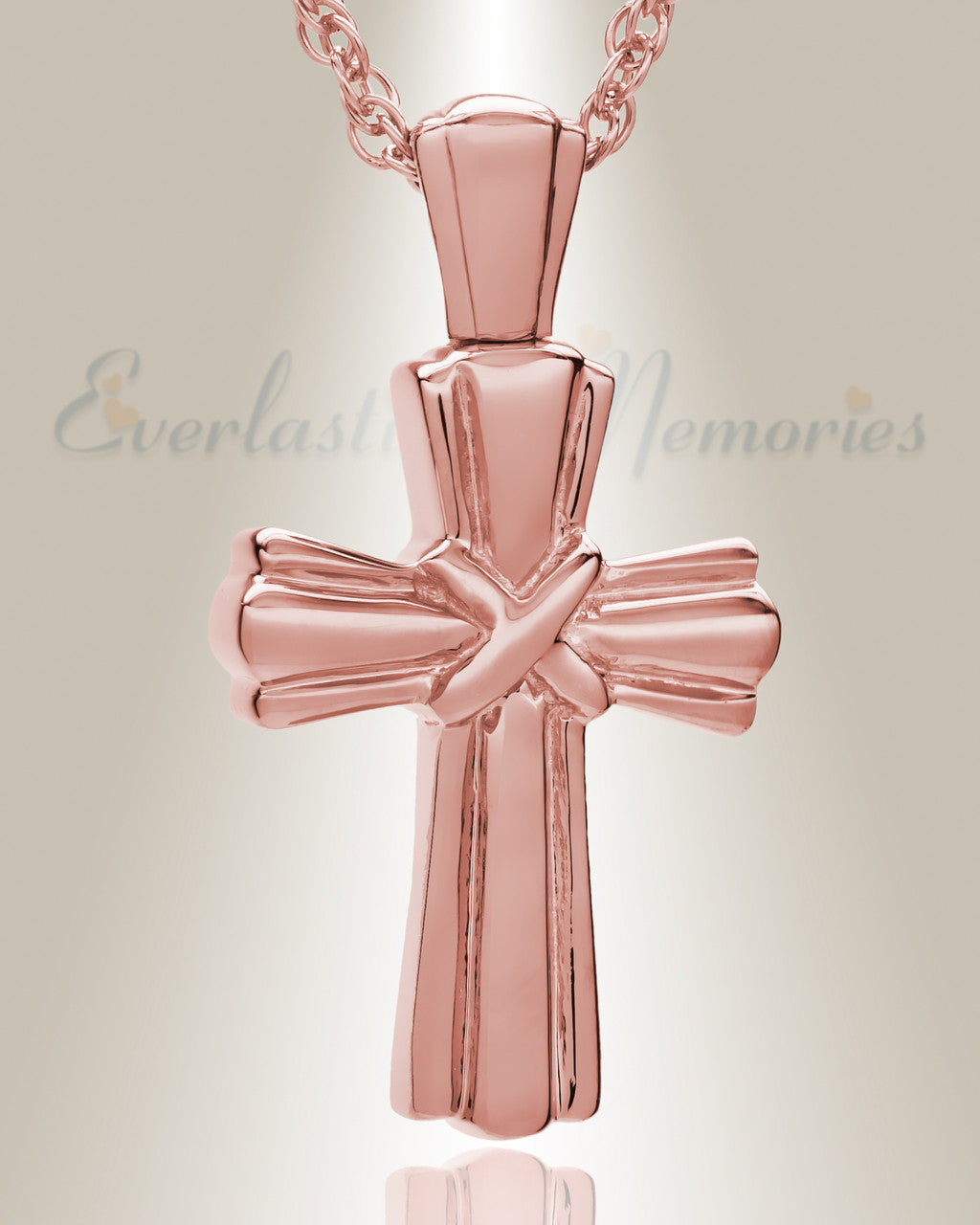 14K Rose Gold Antique Wrapped Cross Ashes Jewelry