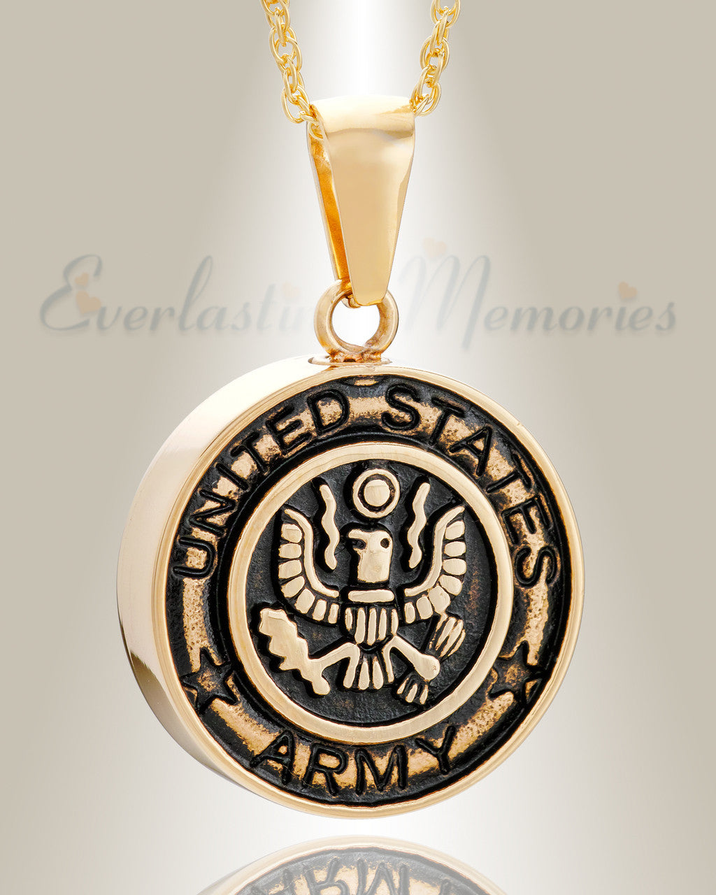 Gold Plated Army Medal Pendant Keepsake