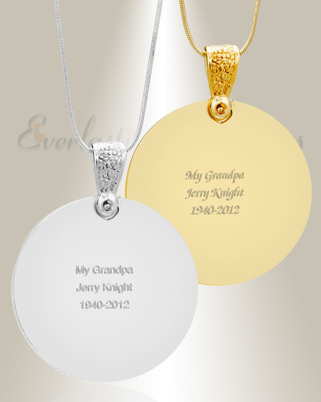 Gem Circle Photo Engraved Stainless Keepsake