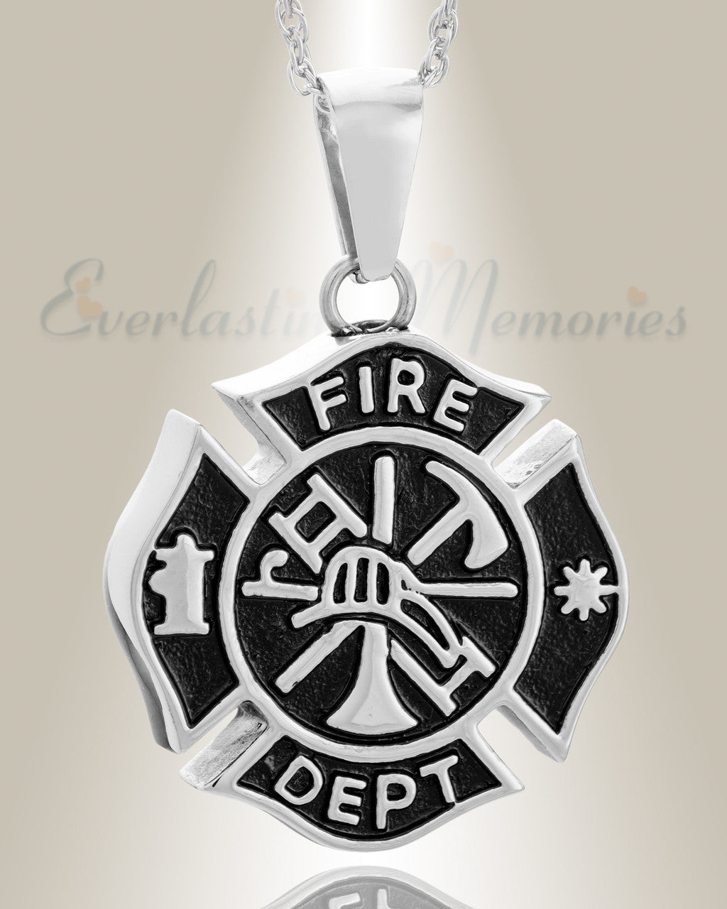 Stainless Steel Fire Department Shield Pendant Keepsake