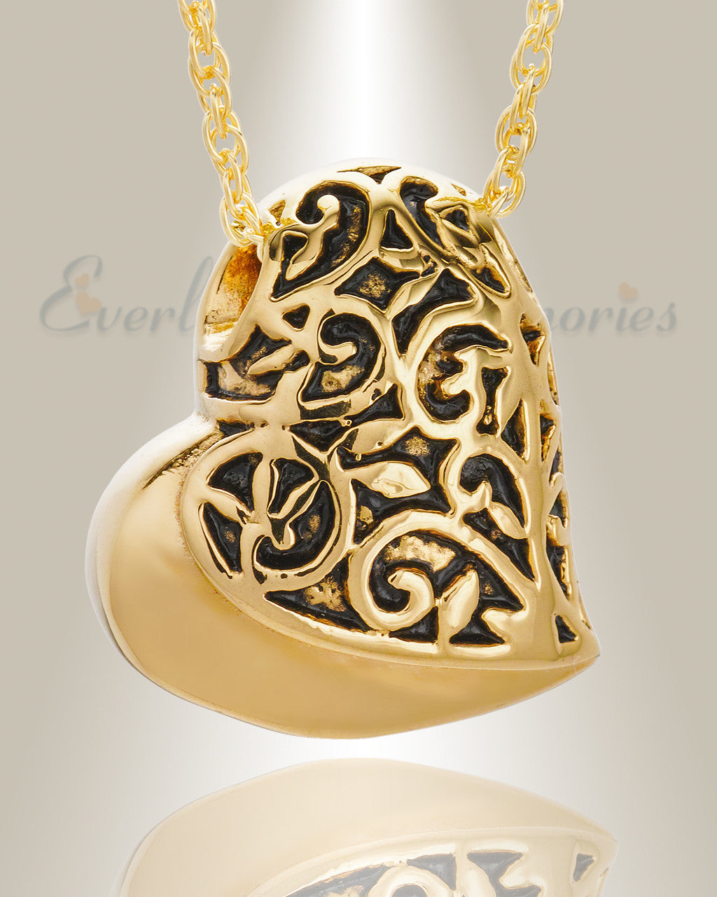 Gold Plated Tumbling Heart Pendant Keepsake