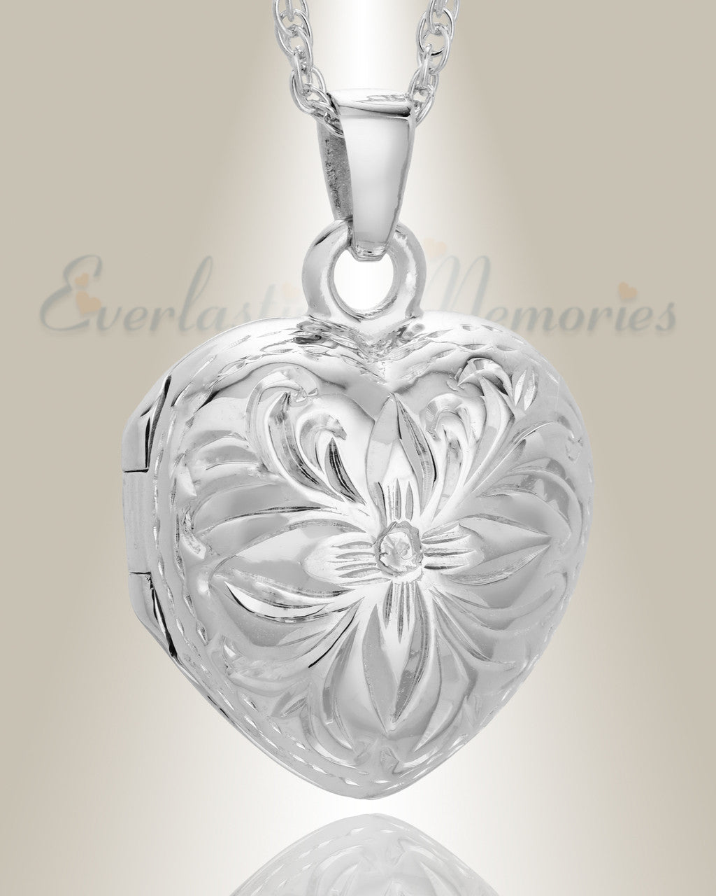 Sterling Silver Daisy Heart Jewelry Urn