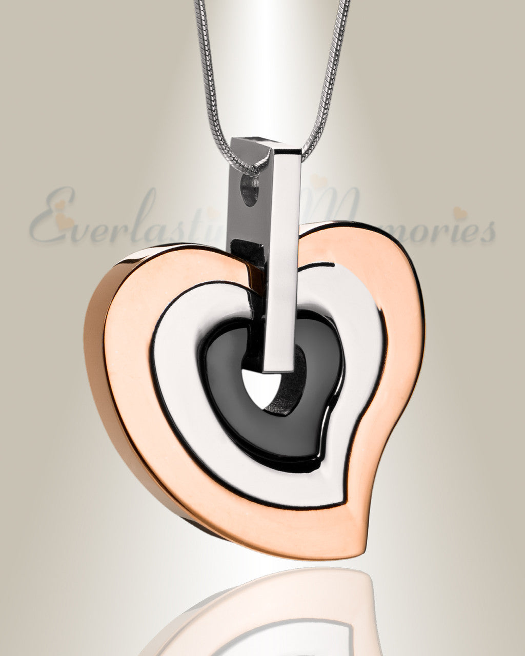Rose Gold and Black Sincere Heart Urn Pendant