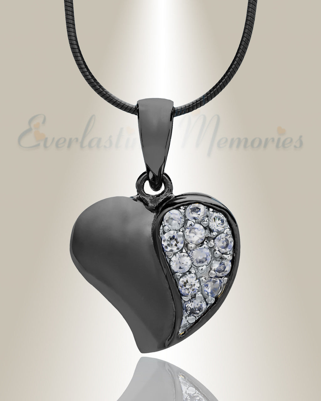 Black Cordial Heart Cremation Jewelry