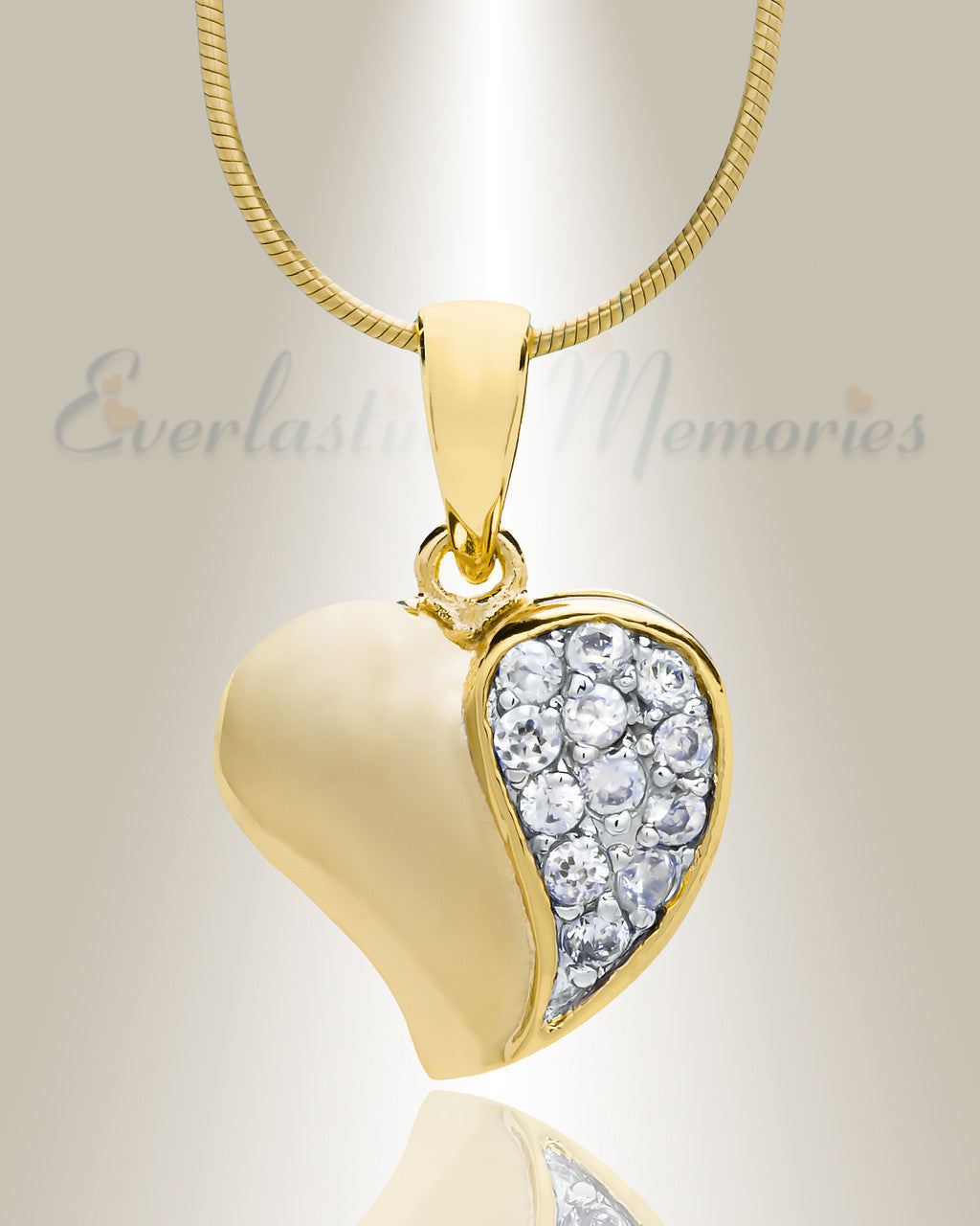 Gold Plated Cordial Heart Cremation Jewelry