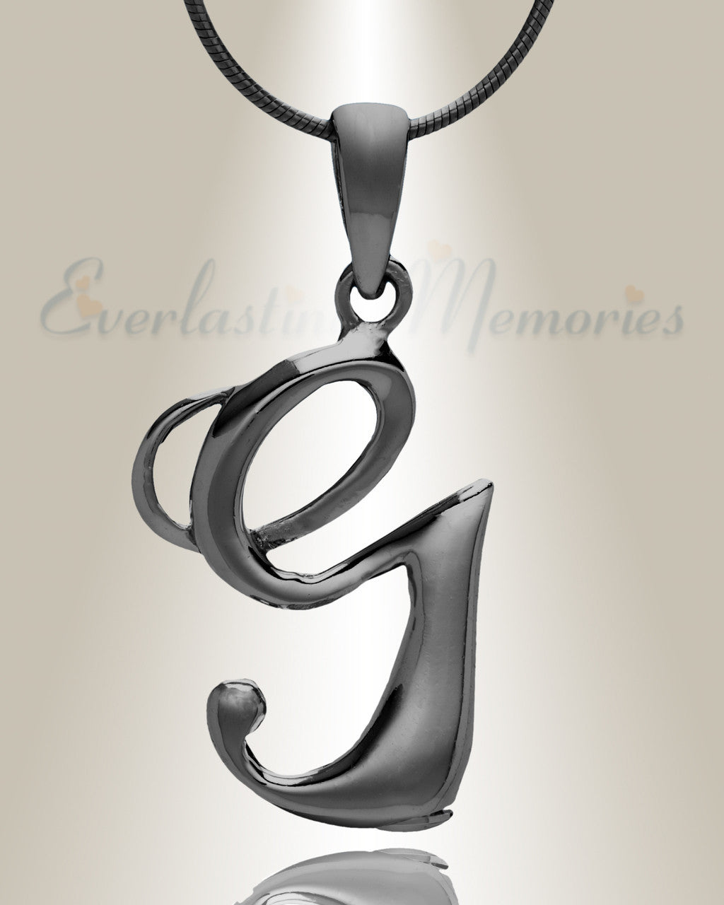 Black "G" Initial Cremation Jewelry