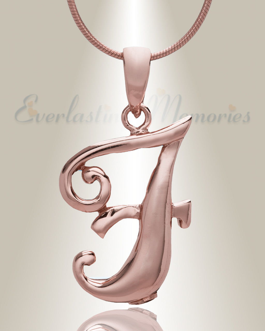 Rose Gold "F" Initial Cremation Jewelry