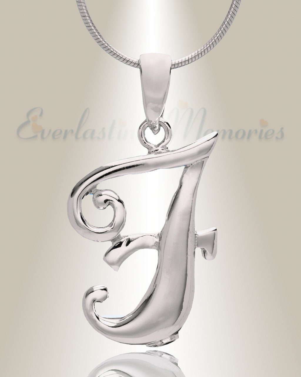 Silver "F" Initial Cremation Jewelry
