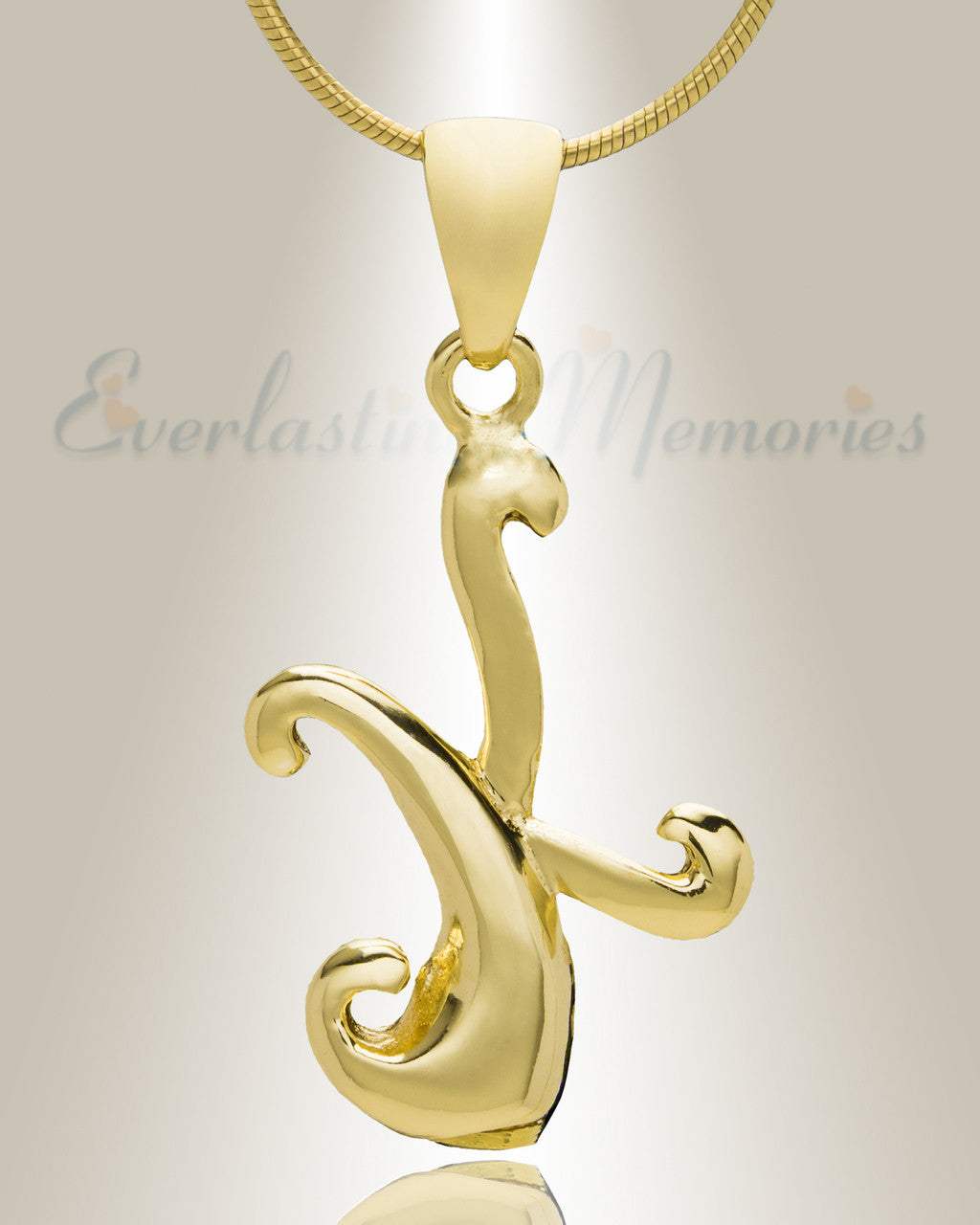 Gold "K" Initial Cremation Jewelry