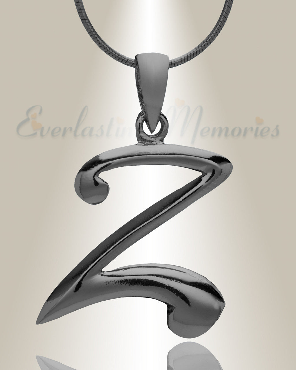 Black "Z" Initial Cremation Jewelry