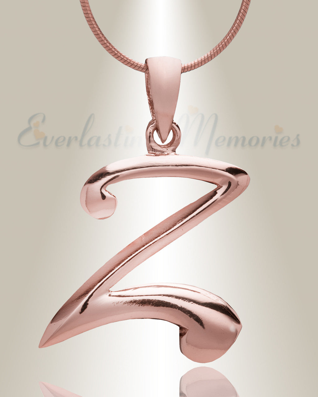 Rose Gold "Z" Initial Cremation Jewelry