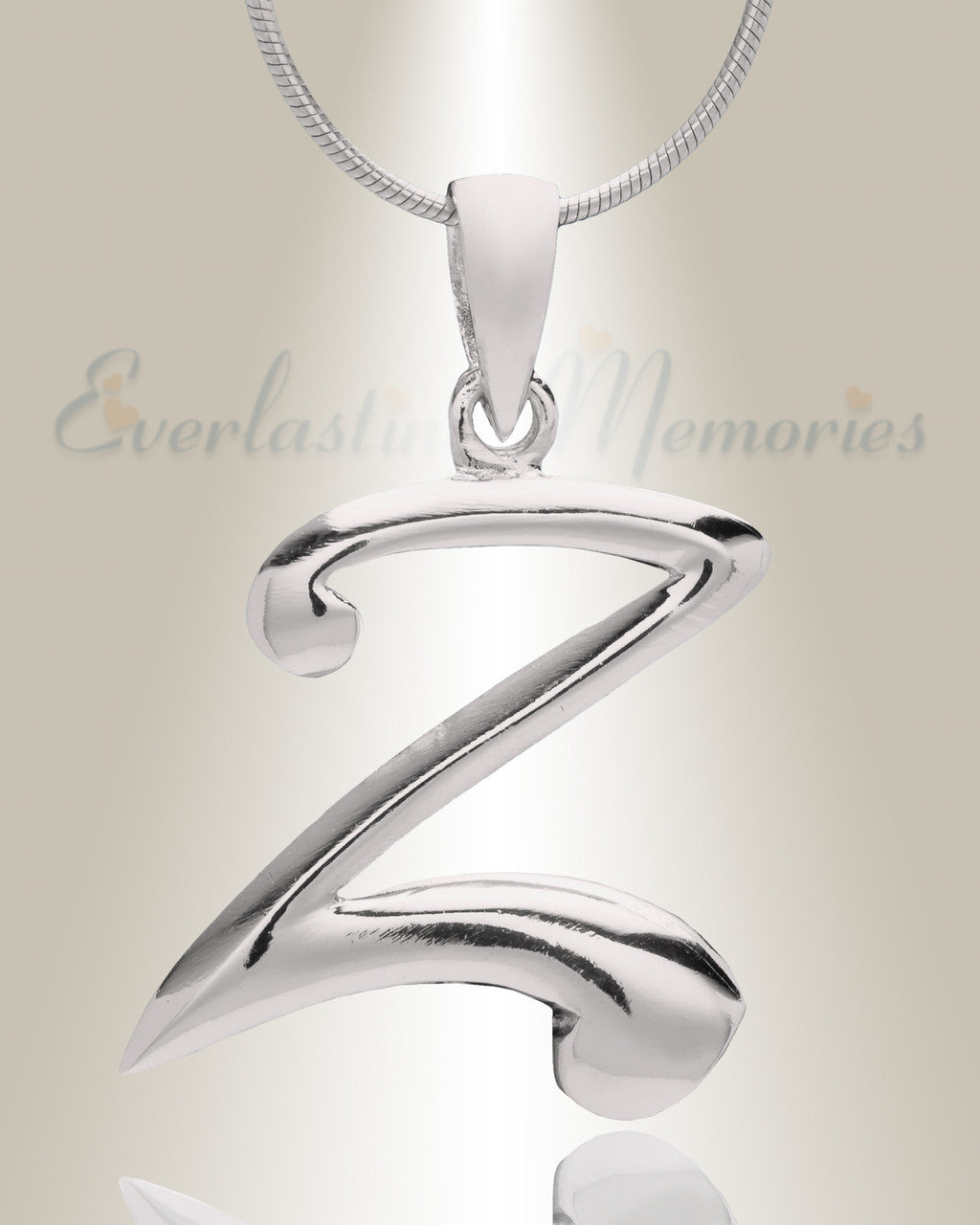 Silver "Z" Initial Cremation Jewelry