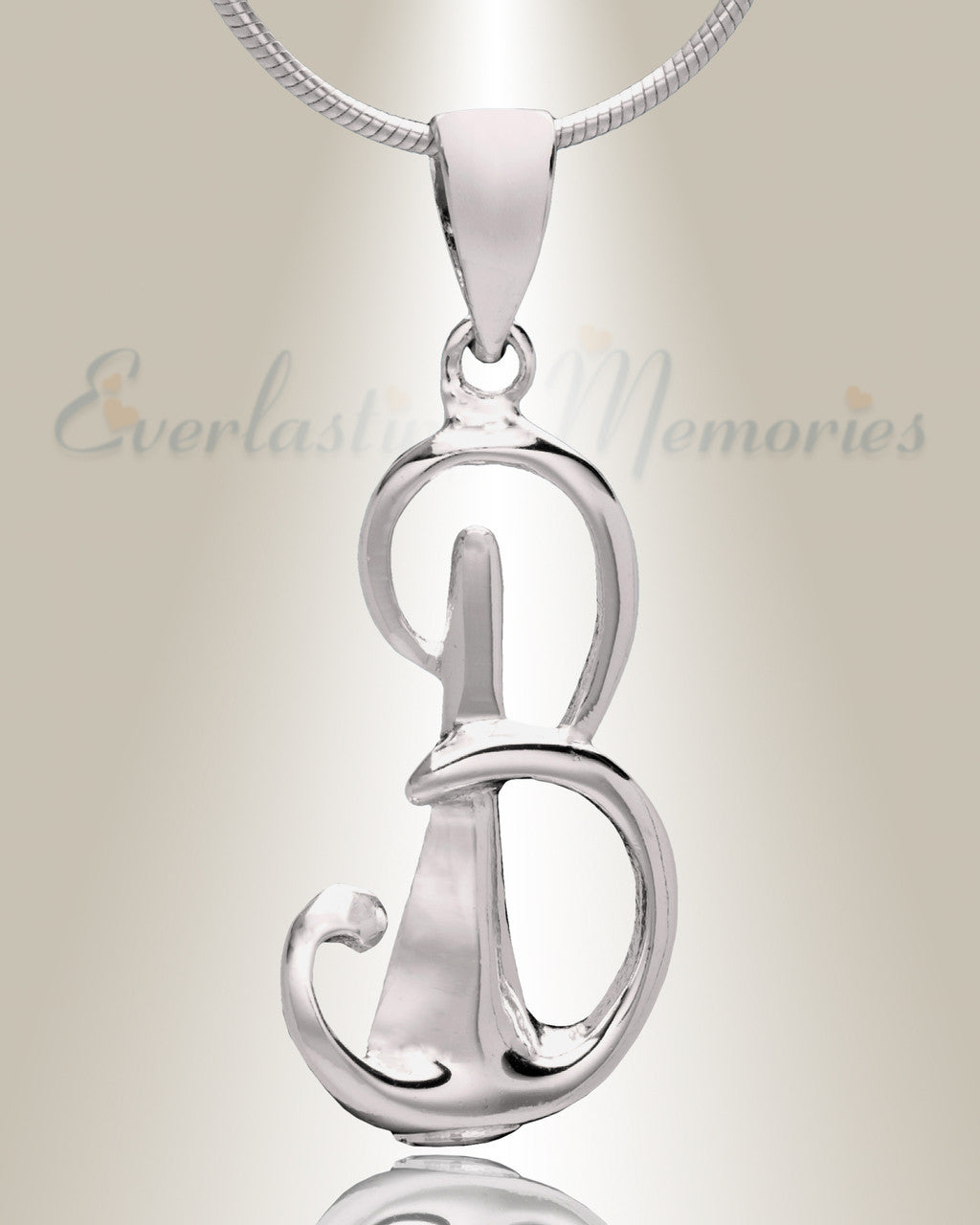 Silver "B" Initial Cremation Jewelry