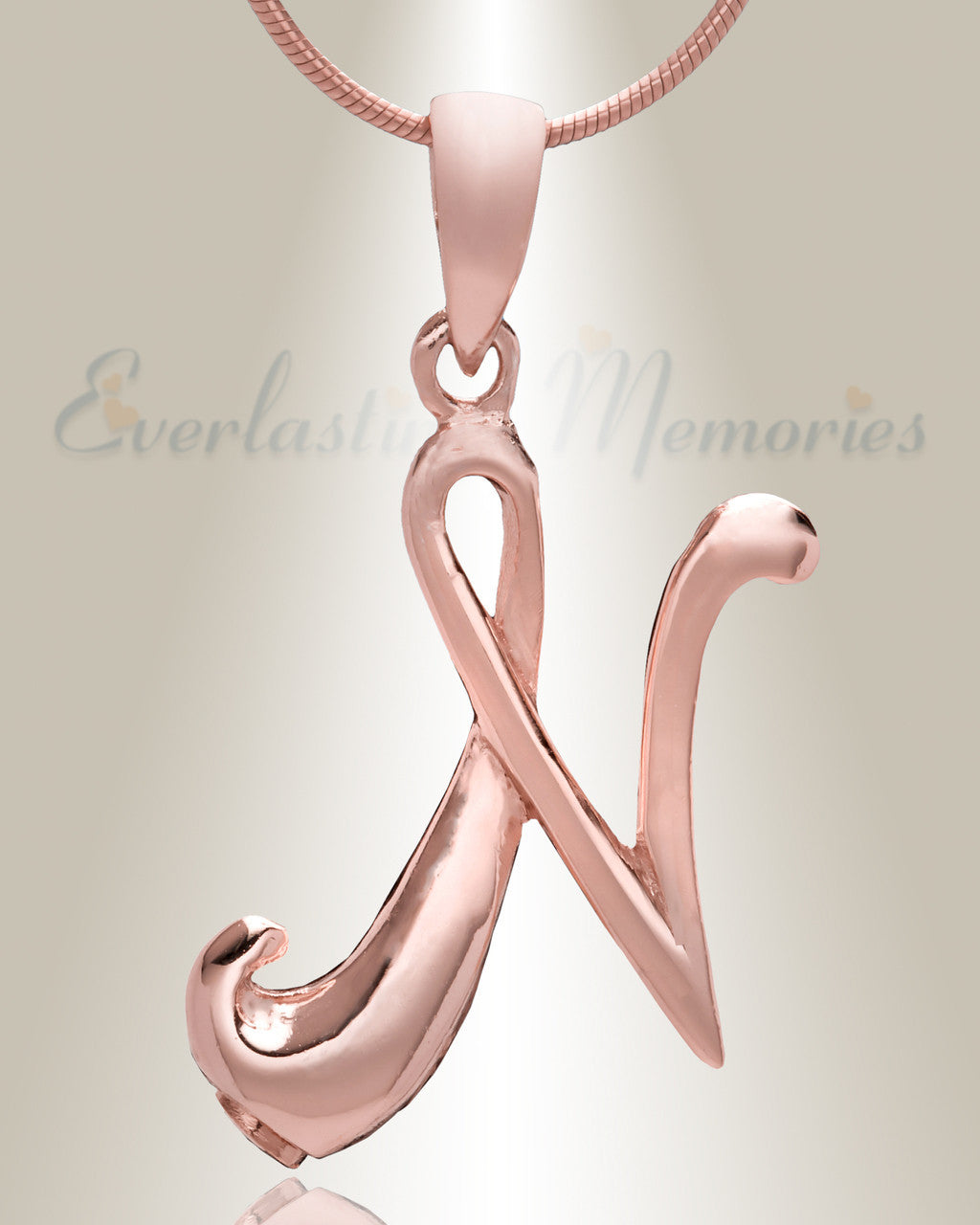 Rose Gold "N" Initial Cremation Jewelry