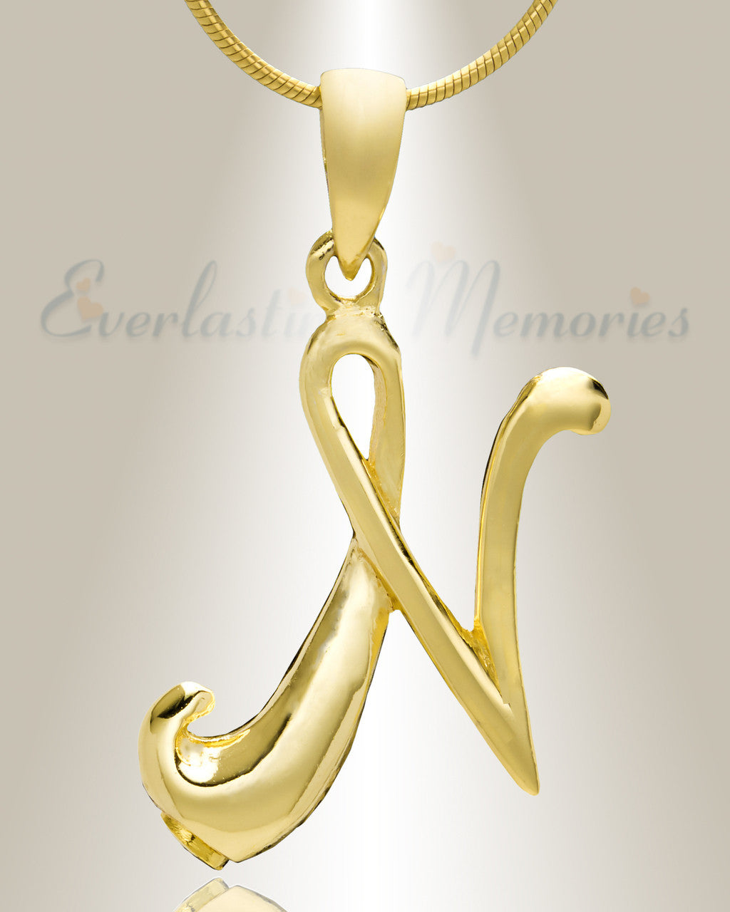 Gold "N" Initial Cremation Jewelry