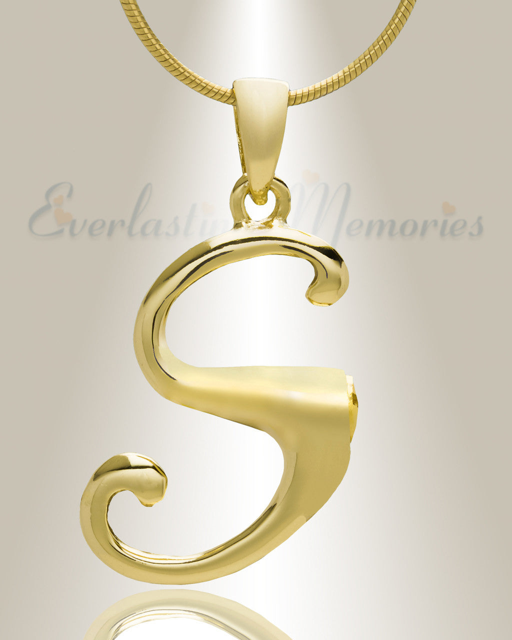 Gold "S" Initial Cremation Jewelry