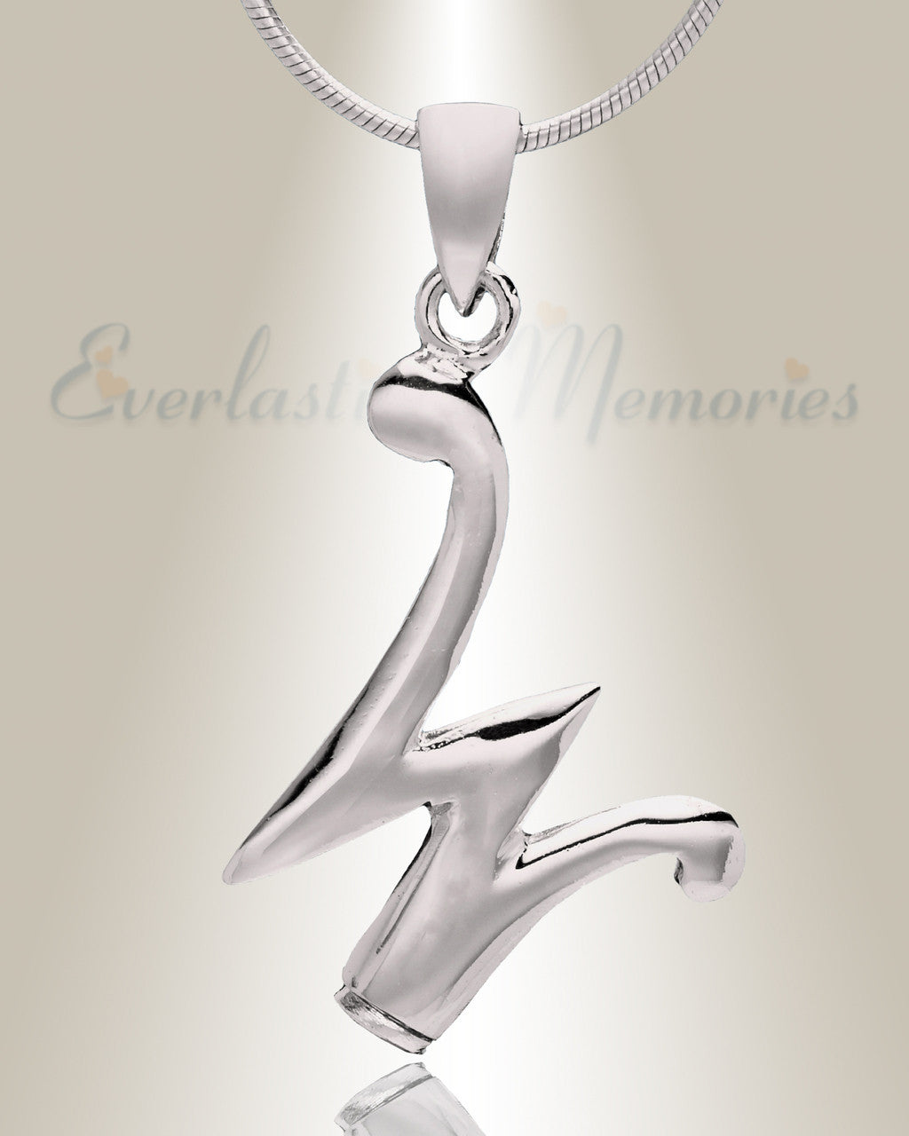 Silver "W" Initial Cremation Jewelry