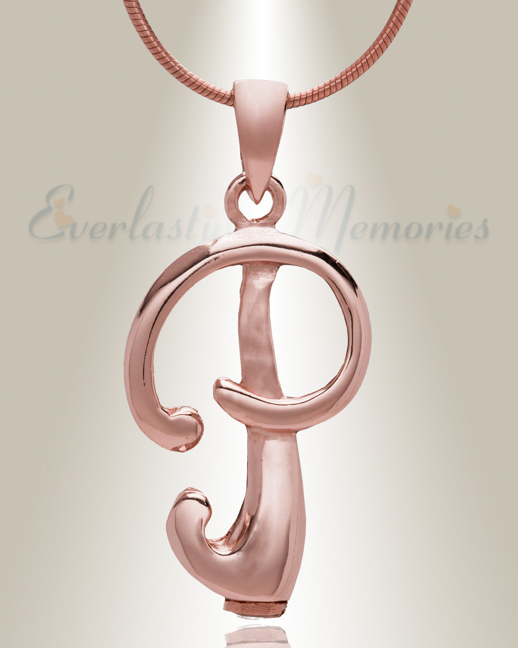 Rose Gold "P" Initial Cremation Jewelry