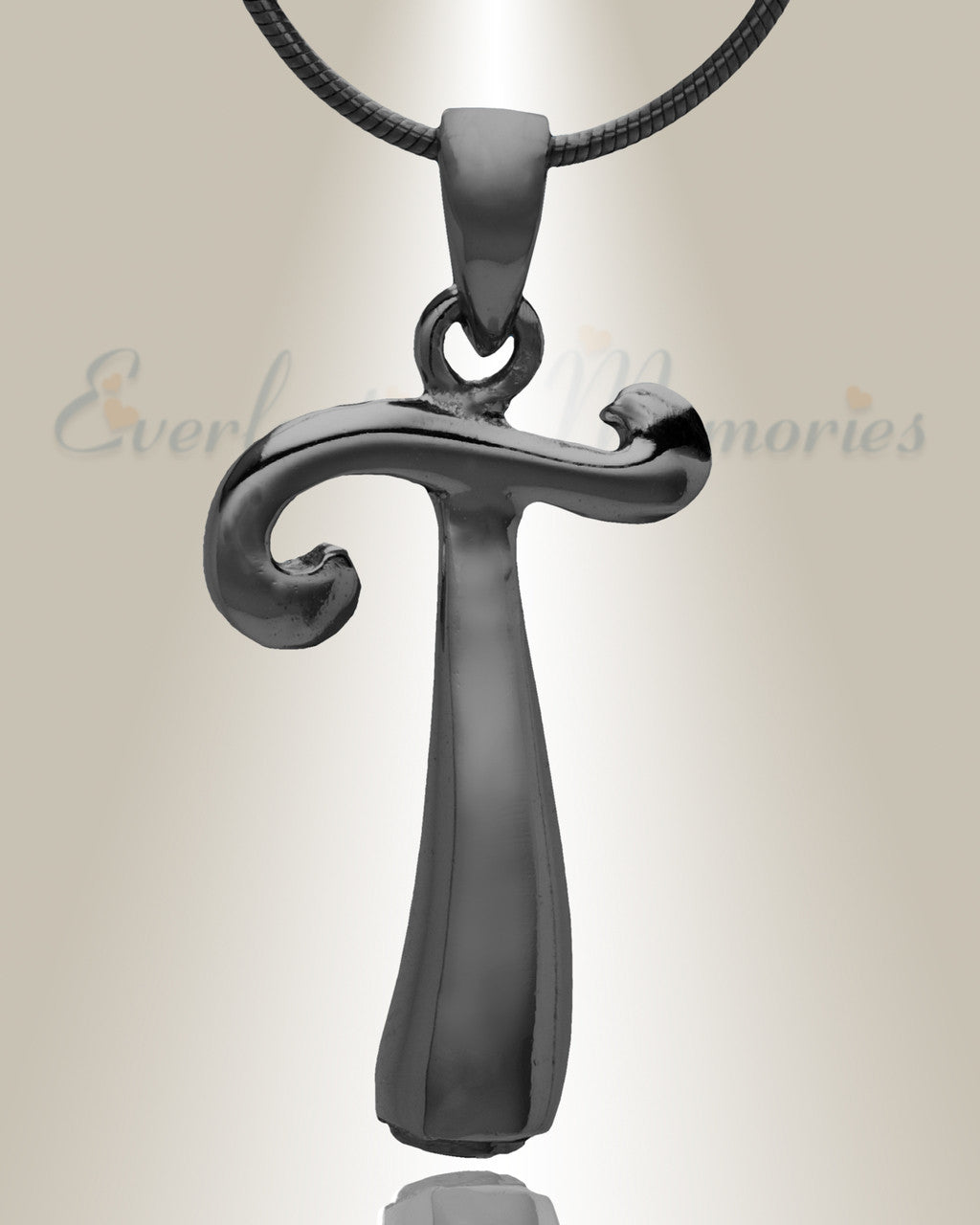 Black "T" Initial Cremation Jewelry