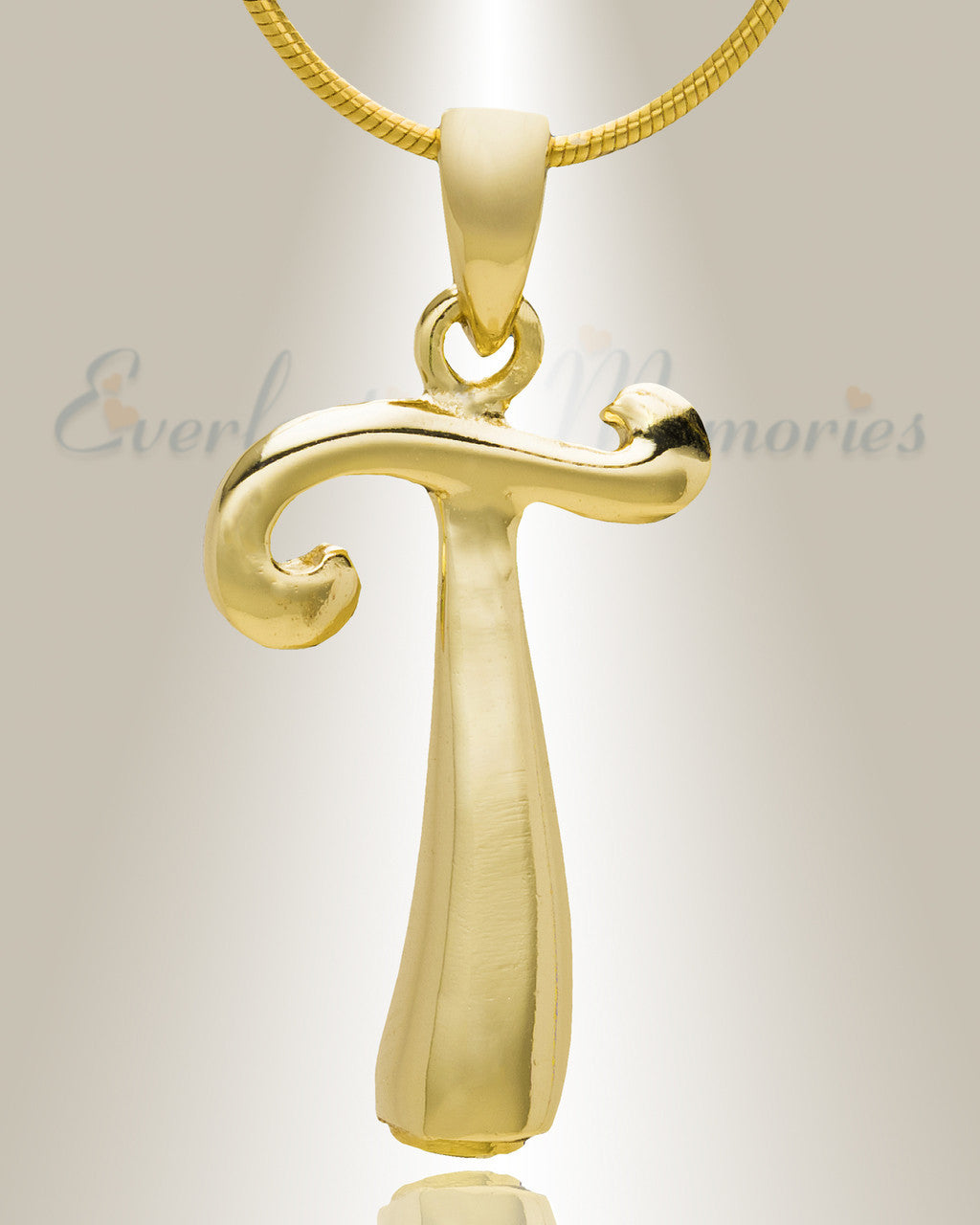 Gold "T" Initial Cremation Jewelry