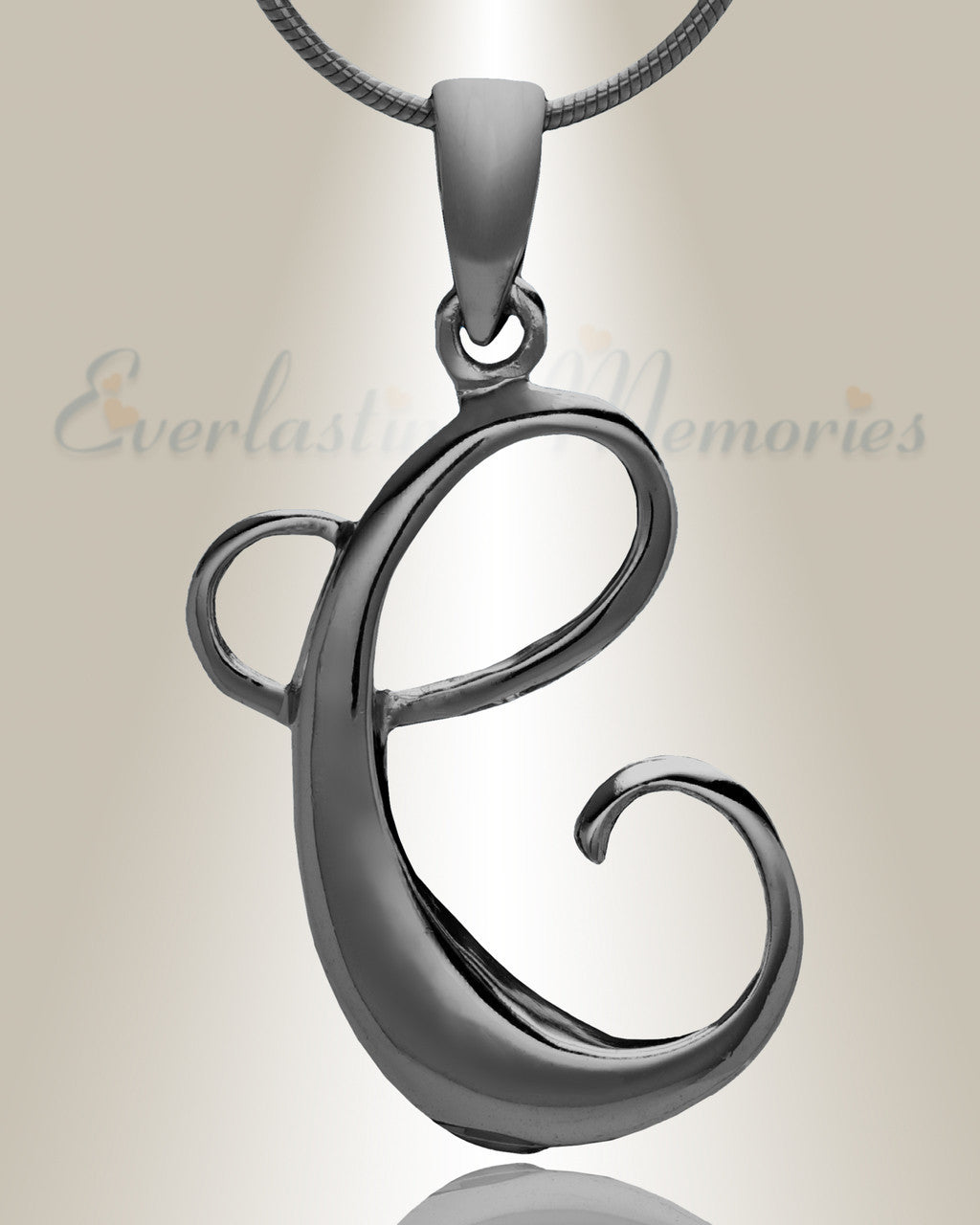 Black "C" Initial Cremation Jewelry