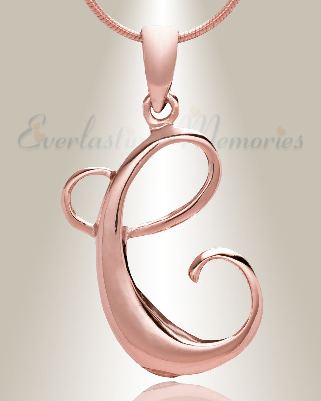 Rose Gold "C" Initial Cremation Jewelry