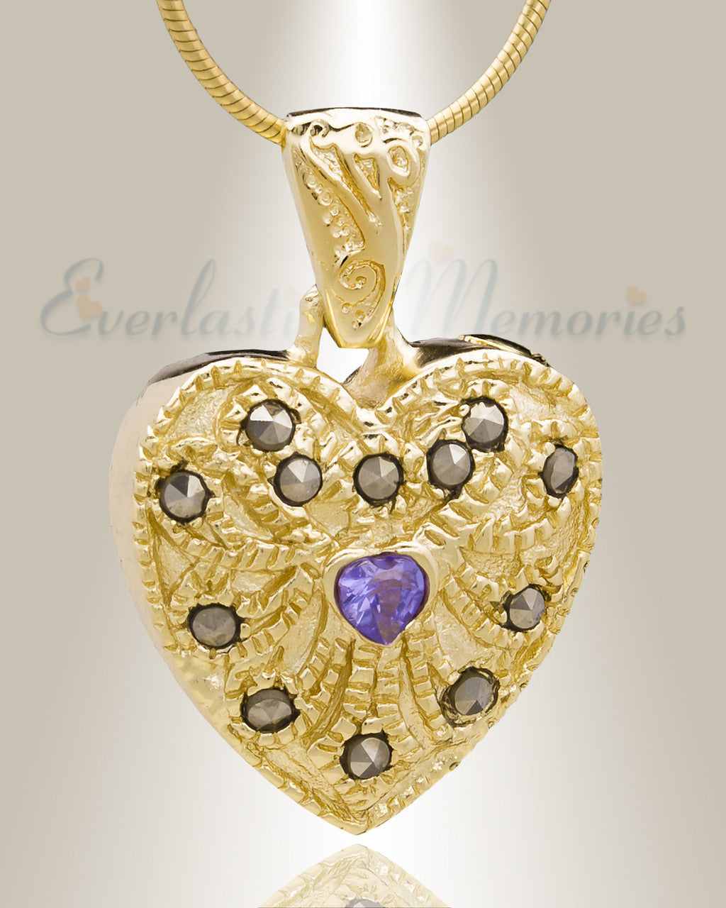 Gold Plated Jester Heart Cremation Jewelry