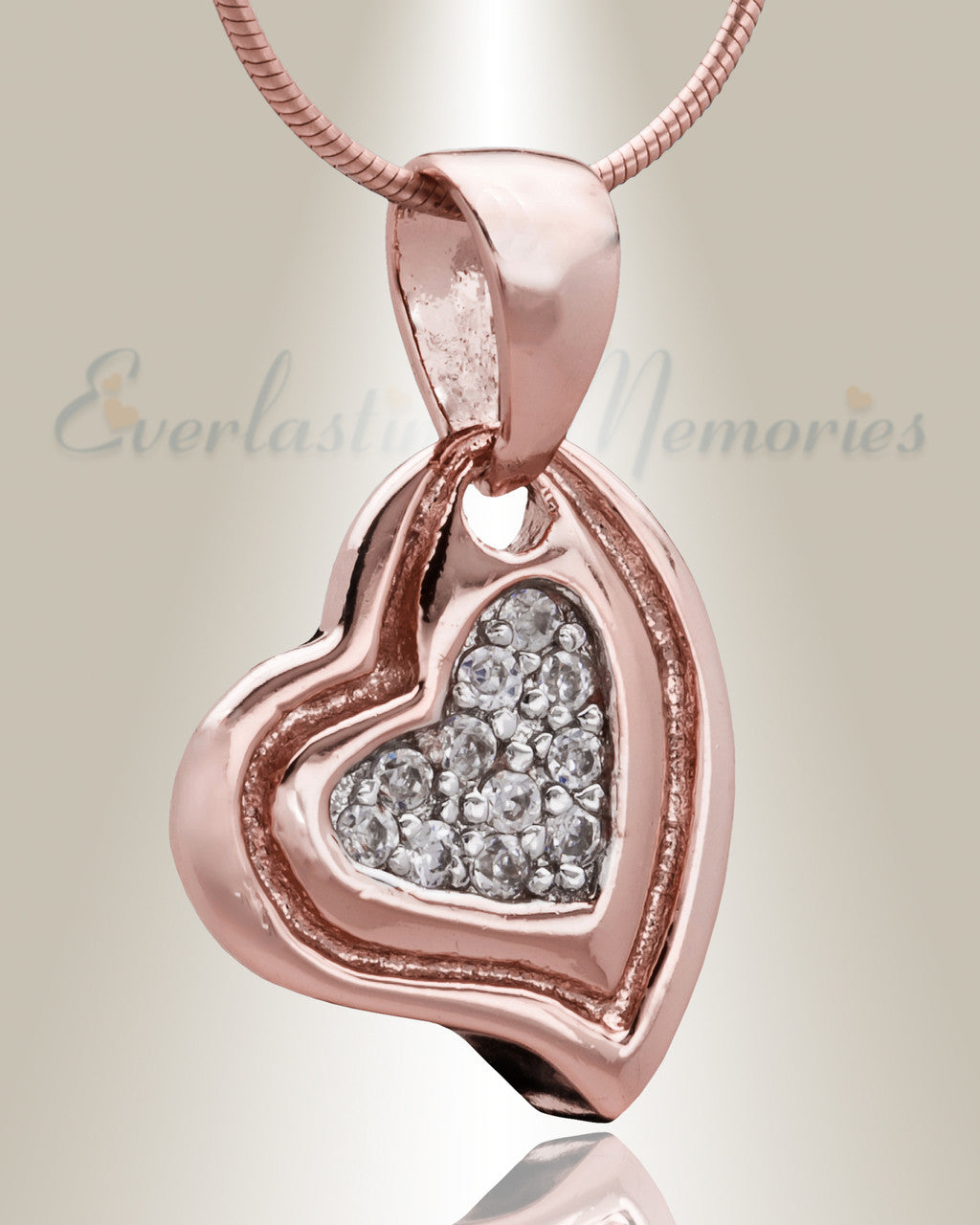 Rose Gold Delighted Heart Cremation Jewelry