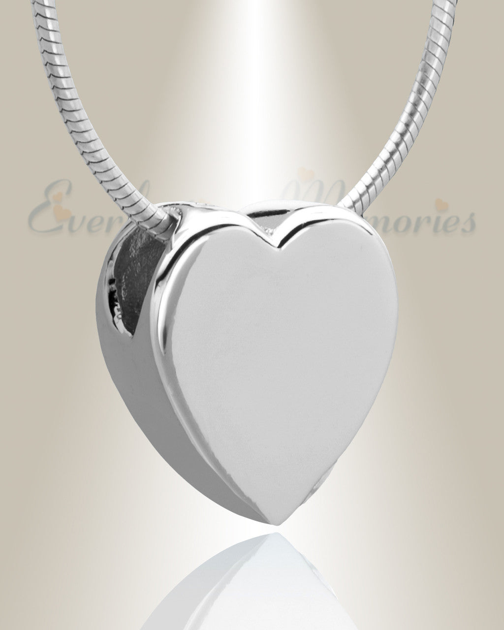Silver Smooth Heart Cremation Jewelry