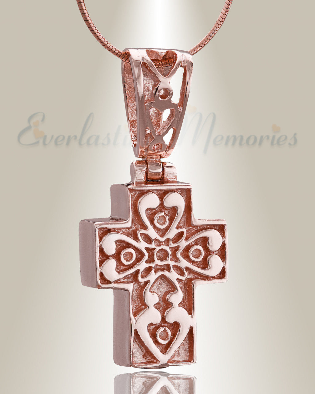 Rose Gold Loved Cross Cremation Jewelry