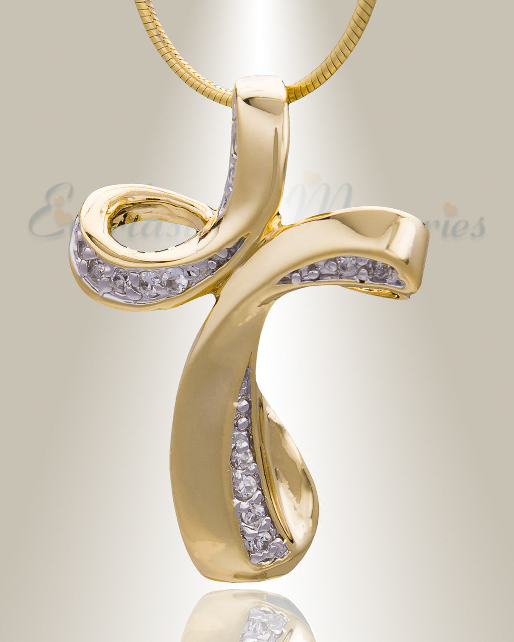 Gold Plated Forever Cross Cremation Jewelry
