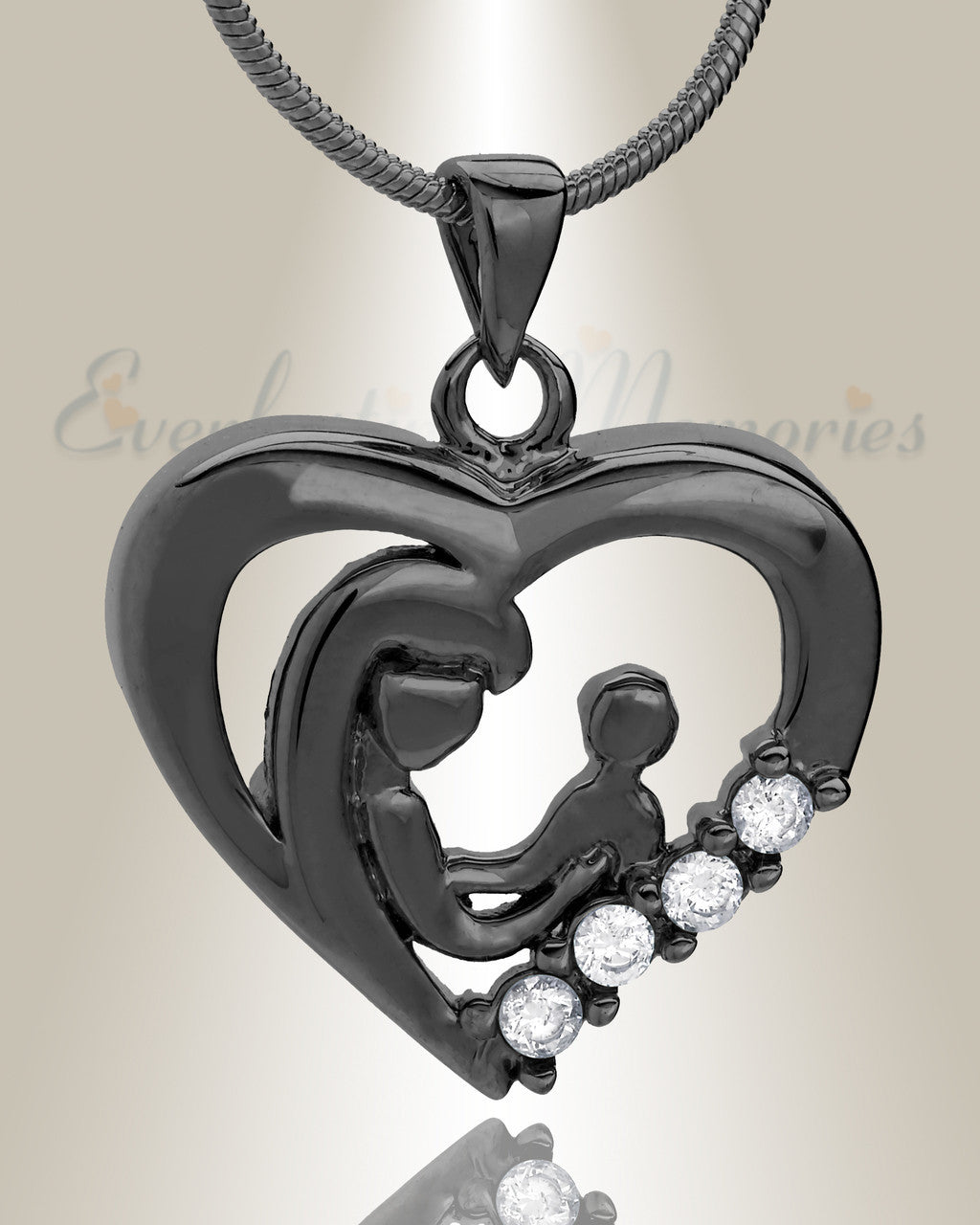 Black Nurturing Heart Memorial Jewelry