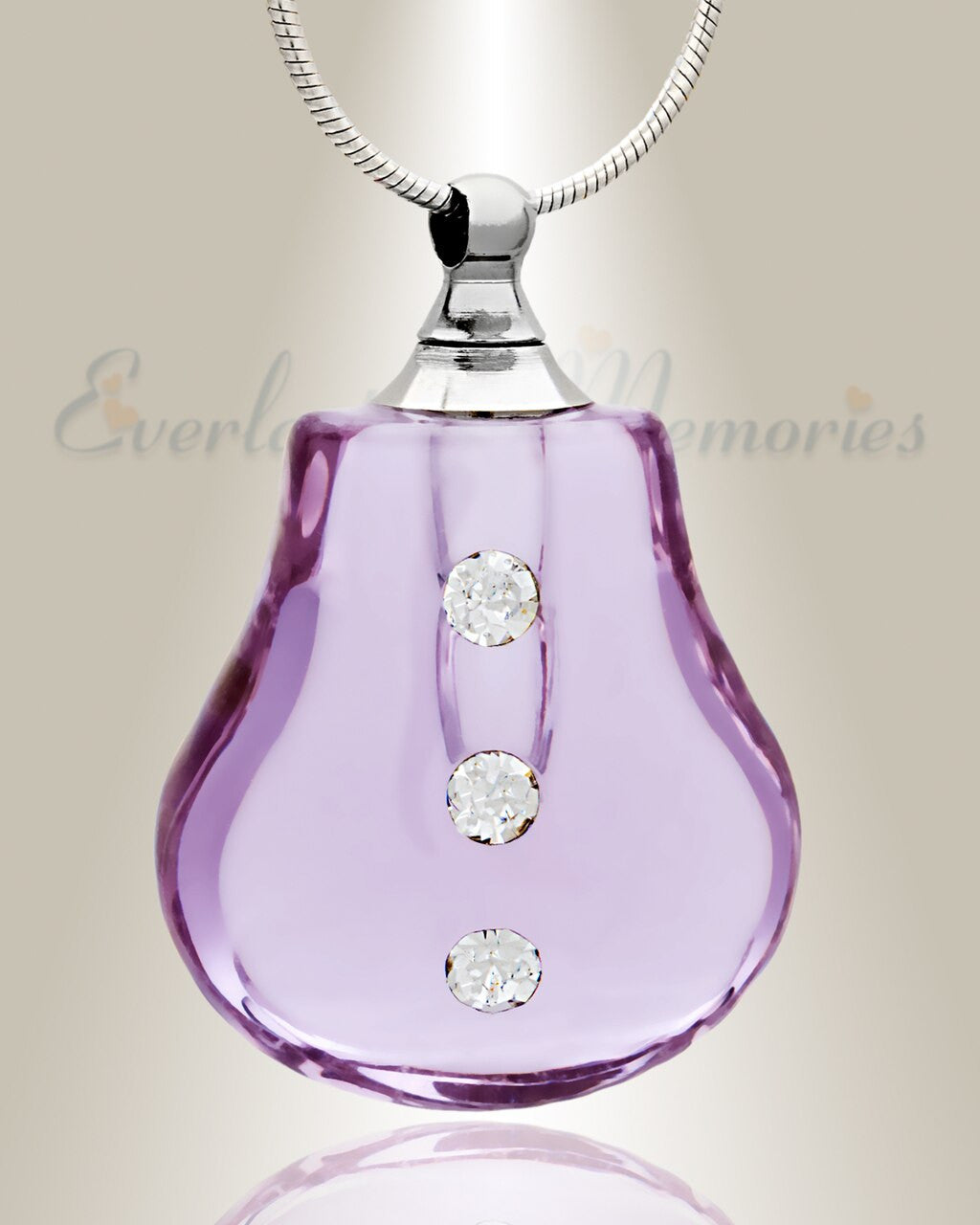 Glass Locket Violet Trickle Cremation Necklace