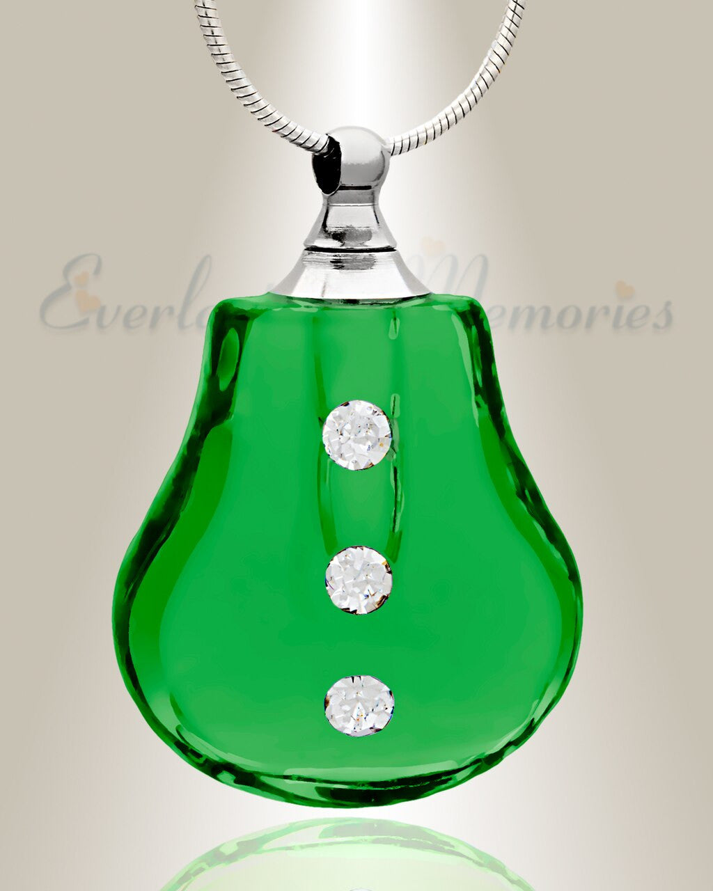 Glass Locket Emerald Trickle Cremains Locket