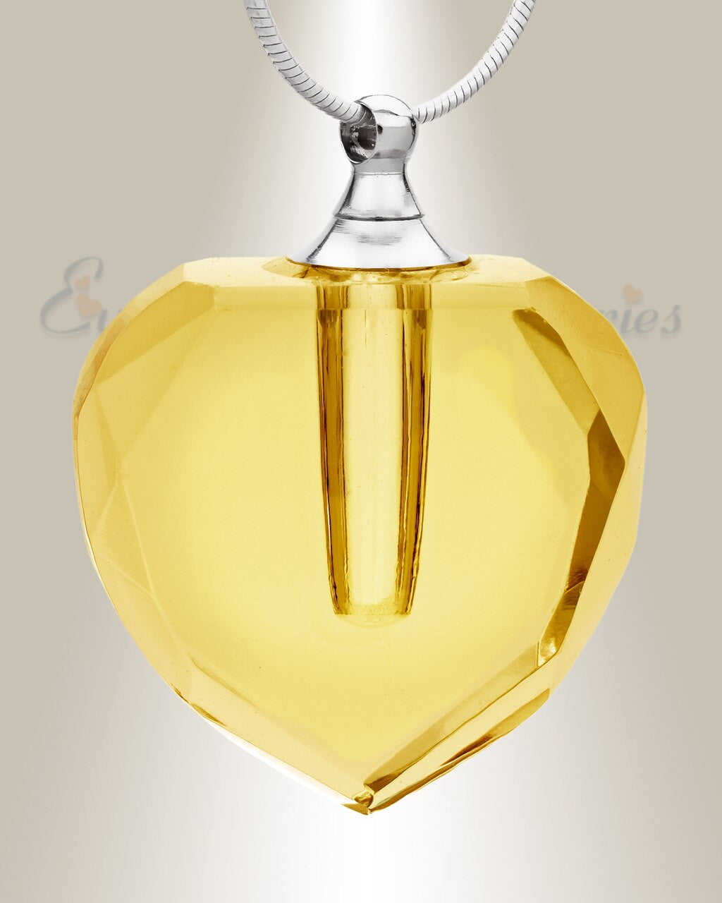 Glass Locket Yellow Inspire Heart Cremation Pendant