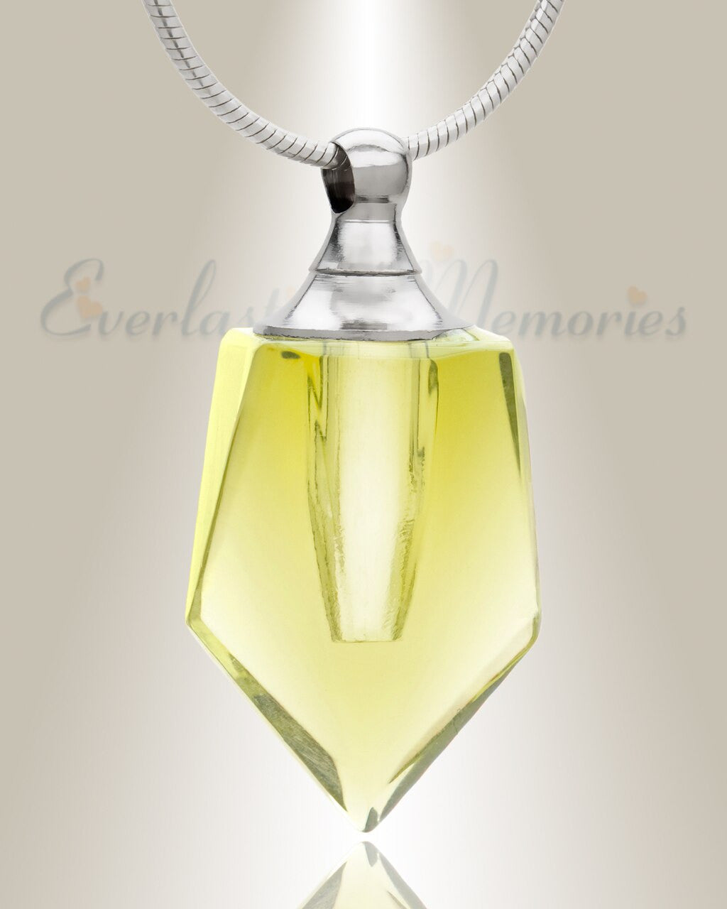 Glass Locket Yellow Dedicated Memorial Necklace